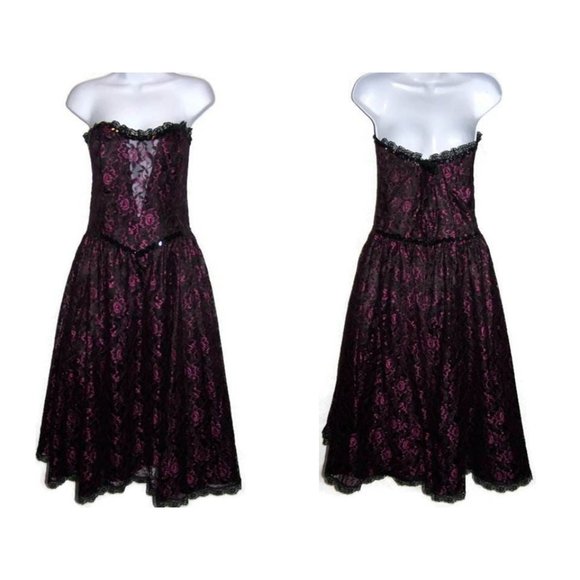 Gunne Sax Dresses & Skirts - Vintage Gunne Sax Dress Size 11 Jessica McClintock Strapless Purple & Black